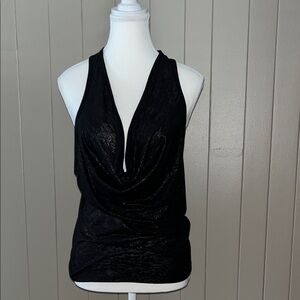 Guess Shimmering Black Draped Tank Top